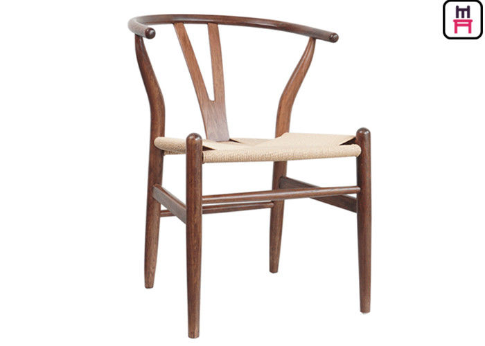 Hand Made rope seater Solid Wood Dining Chairs Y back , Nordic Wishbone Y Chair With Rope Seats