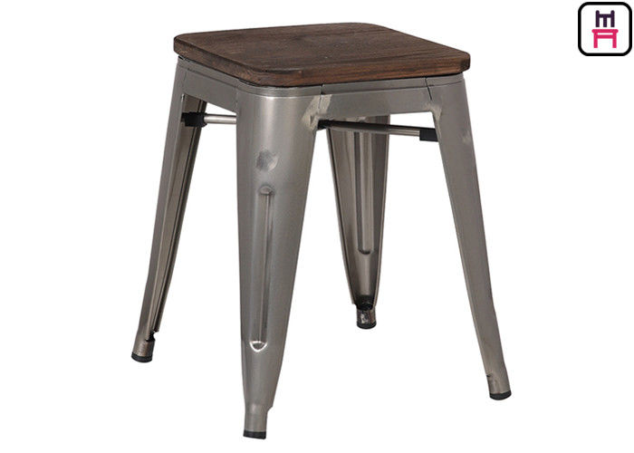 Custom Color Tolix Style Bar Stool Coffee Chair Wooden Seat