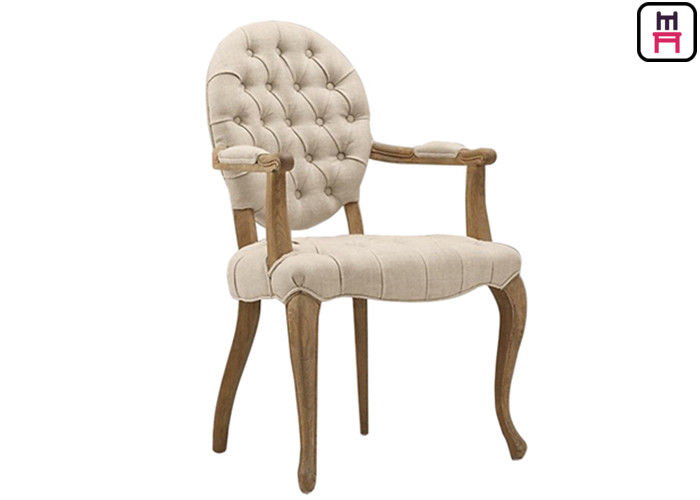 Round Back Wood Dining Chairs With Button Decorative White