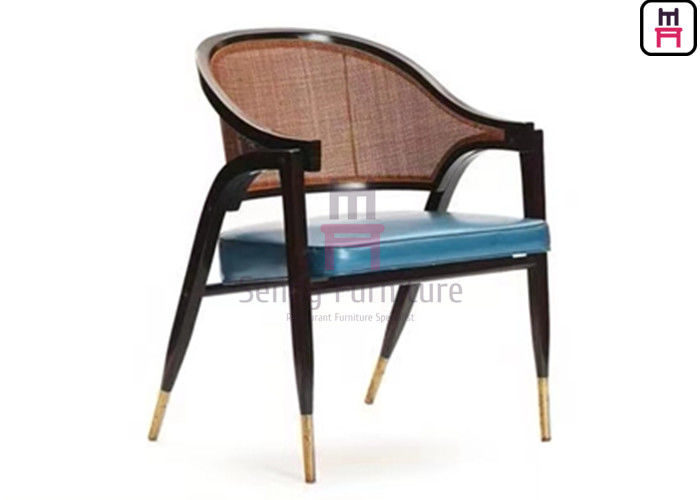 Ash Wood Frame Wood Restaurant Chairs Leather Cushion