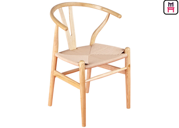 Hand Made rope seater Solid Wood Dining Chairs Y back , Nordic Wishbone Y Chair With Rope Seats