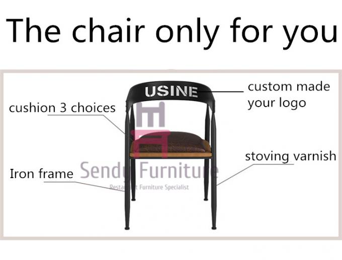 Bar Cafe Commercial Metal Chair With Wood Seat , Industrial Style Dining Chairs