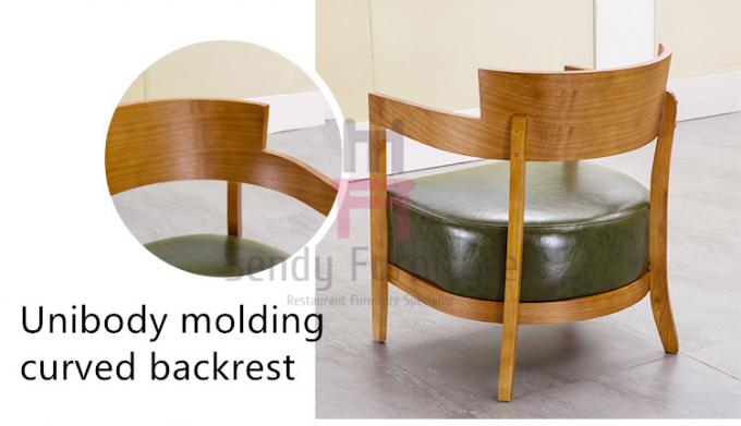 Solid Wood Black Brown Leather Armchair , Single Wood Frame Sofa With Huge Arm