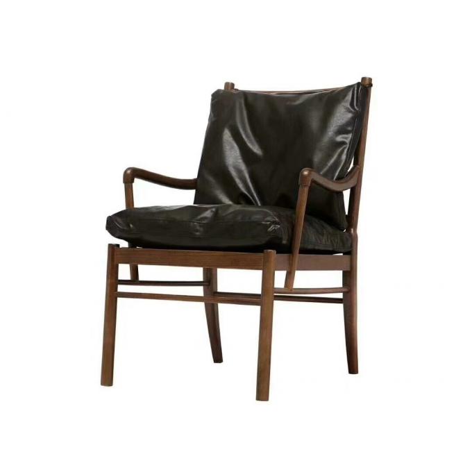 Arm Cozy Black Restaurant Sofa Chair Ash Wood With Removable Leather Seats