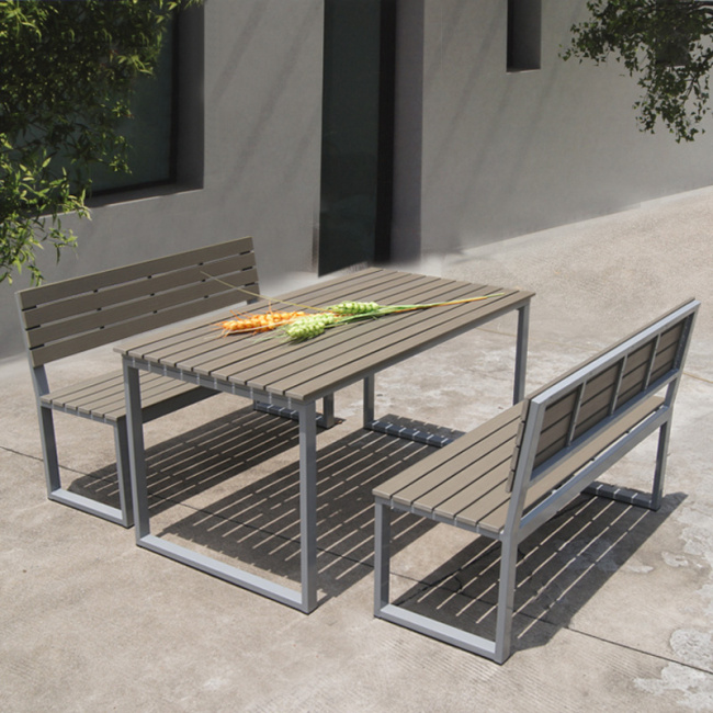 Plastic Wood Outdoor Restaurant Tables Commercial Kd Patio Dining