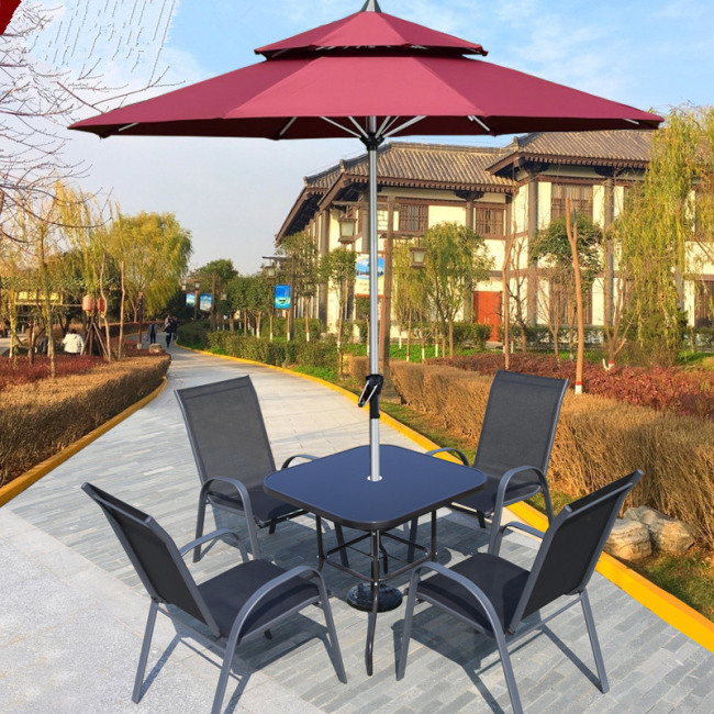 Coffee Shop Outdoor Restaurant Tables Textilene Garden Furniture With