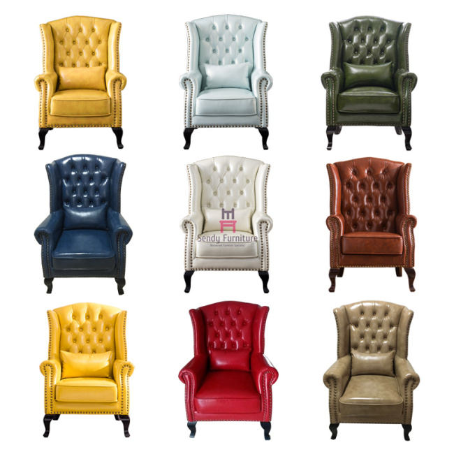 American Style Classical Single Sofa Chair High Back Leather Chair For Bar / Hotel