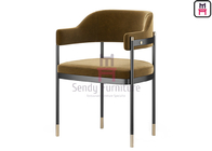 Open Back Upholatered Armrests Dining Chair With Gold Details