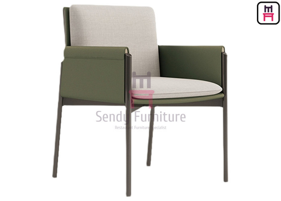 Buy Tanned Leather Upholstered Arm Chair Black Titanium Steel For Restaurant Bar Cafe online manufacture