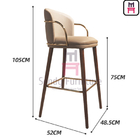 Restaurant Leather Bar Stool Stainless Steel Armrests With Back / Footrest