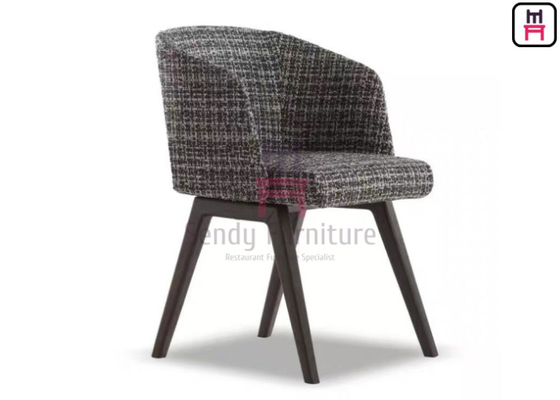 Grey Fabric Upholstered Dining Chair With Armrests For Restaurant Use