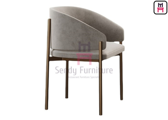 Buy Grey Velvet Shell Back Stainless Steel Dining Chair With Armrests online manufacture