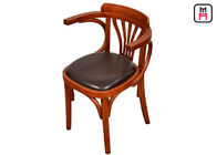 Vintage Wood Leather Dining Chairs With Arms Oak Wooden Wedding Chairs 