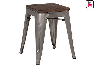 Buy Custom Color Tolix Style Bar Stool , Coffee Shop Tolix Chair Wooden Seat  online manufacture