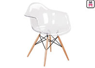 Custom Cafe Restaurant Eames Plastic Chair ABS Fabric Seat With Wooden Legs