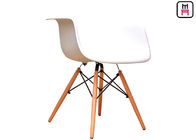 Custom Cafe Restaurant Eames Plastic Chair ABS Fabric Seat With Wooden Legs