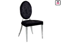 Gold / Silver / Chrome Stainless Steel Restaurant Chairs Leather / Velvet Round Back