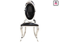 Hotel Armless Oval Back Stainless Steel Restaurant Chairs With Gold / Chrome Leather Seat