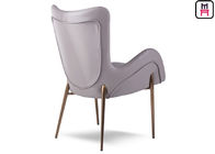 Leather Arm Hotel Room Chairs With Button Decorative / Stainless Steel Legs