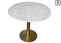 Marmo Calacatta Marble Table With Brushed Gold Stainless Steel Base For Restaurant / Hotel