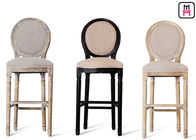Classical Royal Round Back Bar Stool Fabric Lether Solid Wood For High Luxury Restsaurant