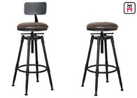 Loft Style Adjustable Metal Restsaurant Bar Stools Wood / Leather Seats Bar Chair