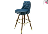 Luxury Leather Button Deco High Bar Stools , Solid Wood Restaurant Supply Counter Stools