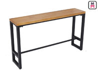 Industrial Metal Base Long Bar Height Table Solid Wood Top 120-300cm Length