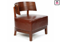 Comfortable Armless Single Sofa Chair With Solid Wood Plump Leather Seats
