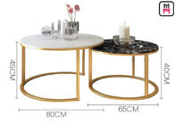 Custom Made Double Round Stainless Steel Coffee Table Marble Top For Salon / Event