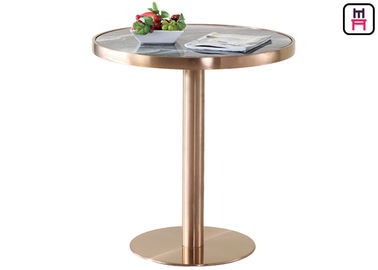 Buy Coffee House / Home Classical Bar Height Pub Table With Gold Stainless Steel Base online manufacture
