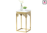 Elegant Square Marble Stainless Steel Coffee Table Carving Corner Flower Stand