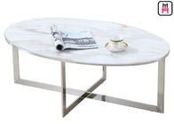 Tempered Glass / Oval Rectangular Marble Coffee Table X Shape Stainless Steel Base