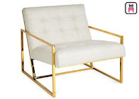 Single / Beige Blue Velvet Accent Chair Luxury Armrest Stainless Steel Gold / Chrome