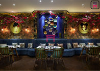 Blue Luxury Fabric Restaurant Sofa Set S Shape No Need Installatoin For Hotel
