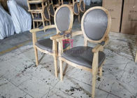 Vintage Round Back Wood Restaurant Arm Chairs Luxury Classical Chair With Button Decoration