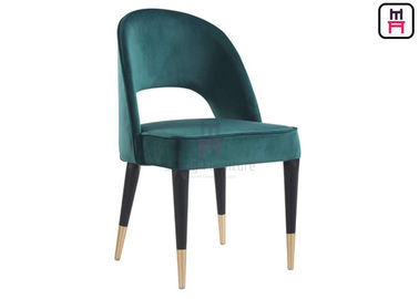Buy Velvet Upholstered Open Back Wood Restaurant Chairs With Gold Hardware online manufacture