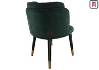 Upholstered Shell Shape Green Color Velvet Wood Restaurant Chairs with copper crown feet