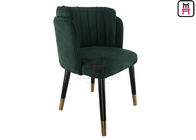 Upholstered Shell Shape Green Color Velvet Wood Restaurant Chairs with copper crown feet