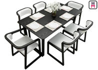 Leather Upholstered Wooden Dining Chairs No Armrest With Ash Wood Black Color