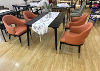 Gold Electroplating Feet Solid  Wood Restaurant Chairs , Hotel  Wood Leather Dining Chairs