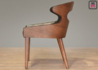 Unique Leather Upholstered  Wooden Dining Chairs With Curved Unibody Plywood Back