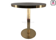 Round Shape Wood Grain Plywood with Golden Seam Dining Table