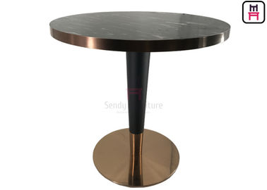 Black Natural Marble with Gapless Golden Seam Elegant Restaurant Dining Table