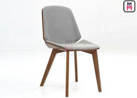 Nordic Style Wood Restaurant Chairs With Curved Woos Back Leather Seater