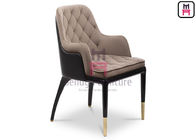 Modern Wood Restaurant Chairs With Dual - Colors Leather Upholstered Button Decoration