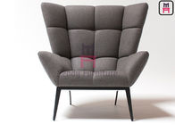 Upholstered Fabric Single Sofa Chair , High Back Armchair With Black Metal Base