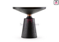 Modern Stainless Steel Coffee Table , Solid Wood Base Marble Circle Table 