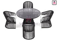 Aluminum Frame Outdoor Restaurant Tables , Black Rope Rattan Dining Chair With Armrest 