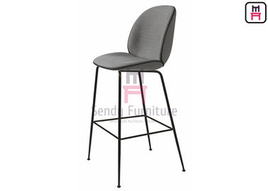 Buy Customized Restaurant Bar Stools , Gray Velvet Upholstered Bar Stools With Iron Legs online manufacture